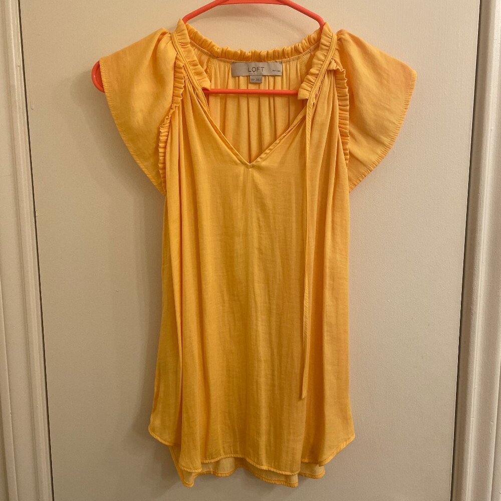 LOFT Yellow Tunic Women Top Blouse Size Petite XXSP